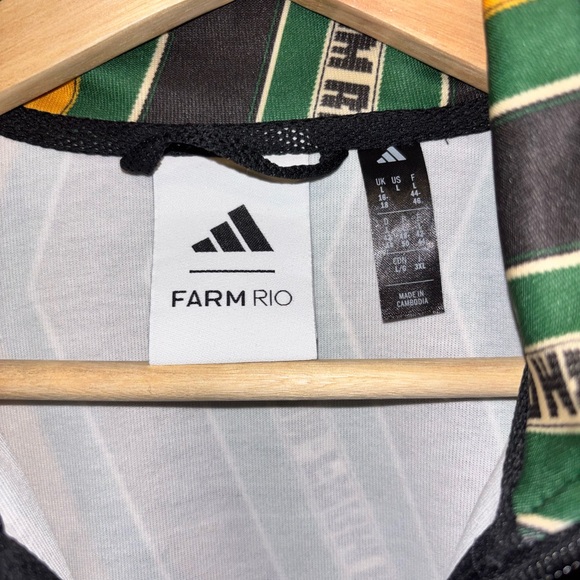 Adidas x Farm Rio Women’s Track Jacket Green Yellow Full Zip large - Picture 2 of 5